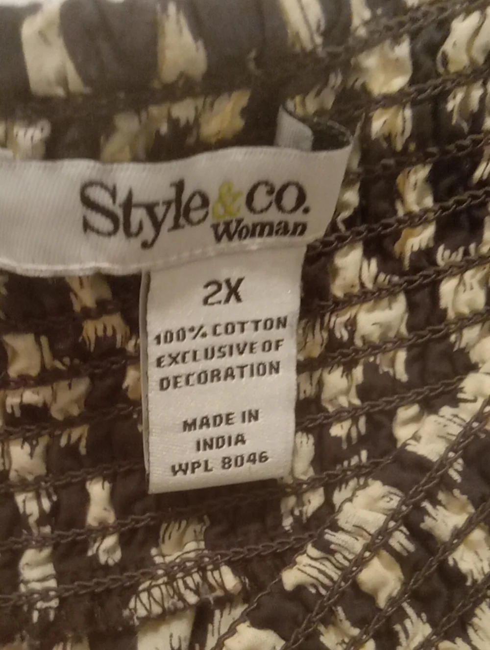 Style & Co. Brown and Cream Printed Maxi Skirt with Embroidered And Beaded Hem